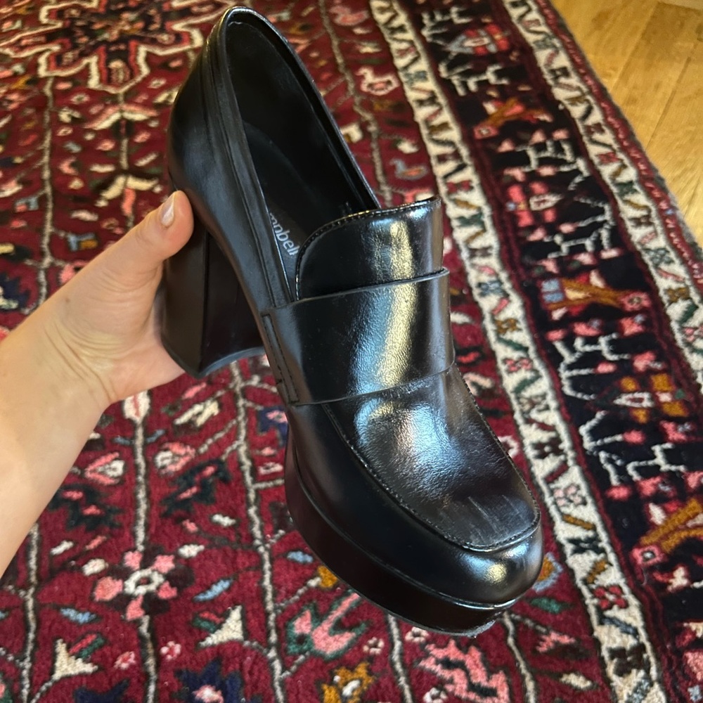 Jeffrey Campbell Black Platform Loafer Heels - Picture 11 of 13